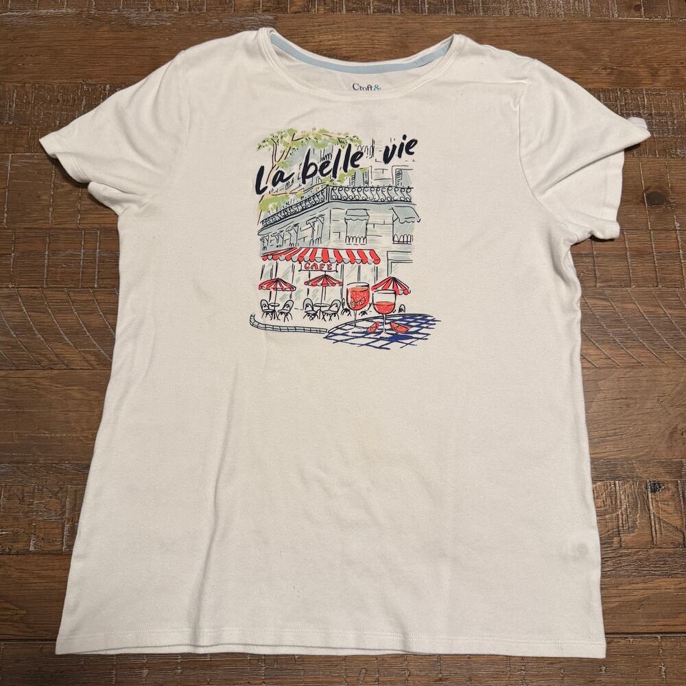 Croft & Barrow T-Shirt Size Medium La Belle Vie White Top Has Some Stains